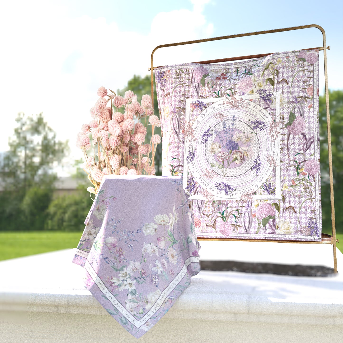 "Secret Violet Garden" 60cm Silky Scarf