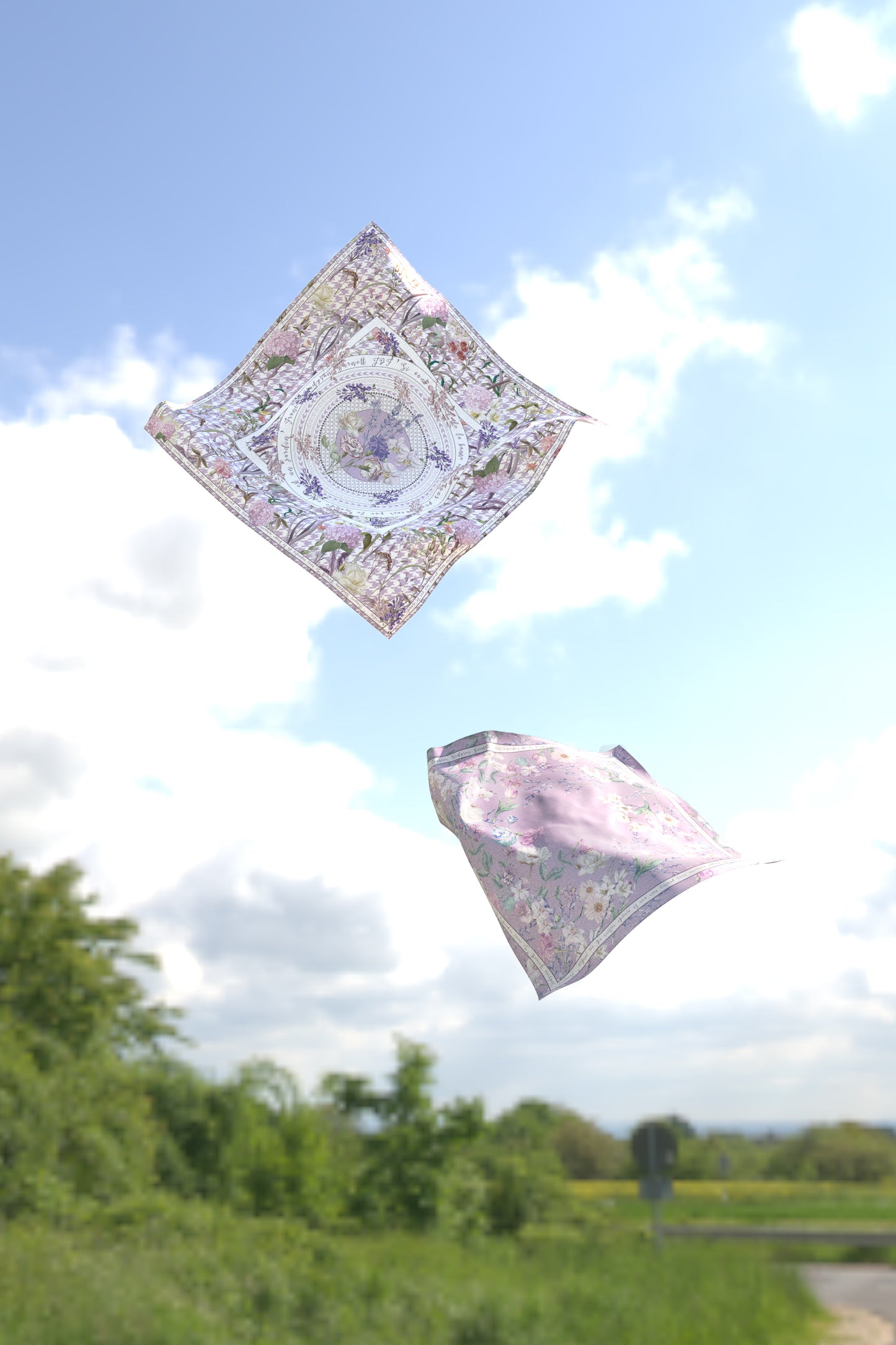"Secret Violet Garden" 60cm Silky Scarf