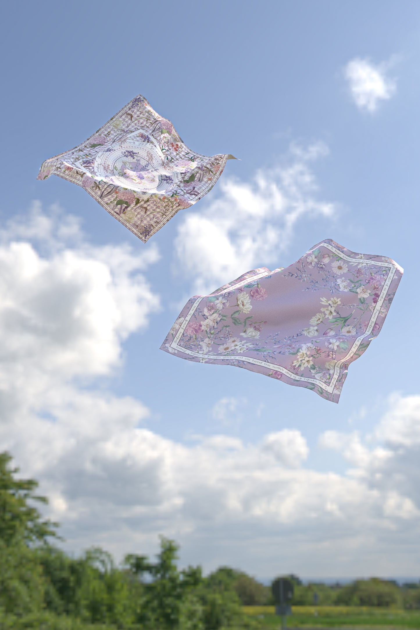 "Secret Violet Garden" 60cm Silky Scarf