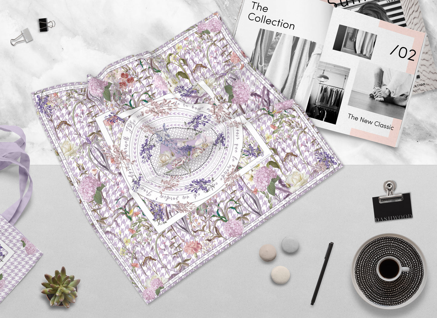"Secret Violet Garden" 60cm Silky Scarf
