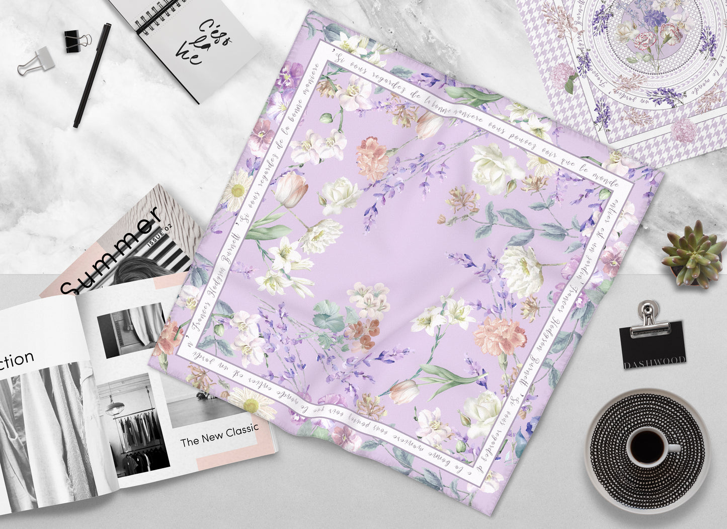 "Secret Violet Garden" 60cm Silky Scarf