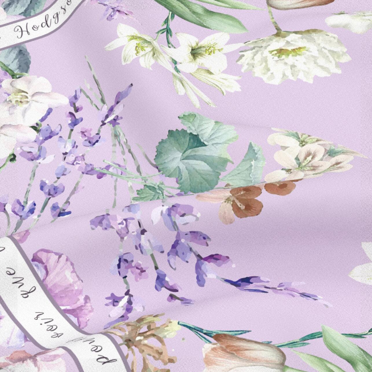 "Secret Violet Garden" 60cm Silky Scarf