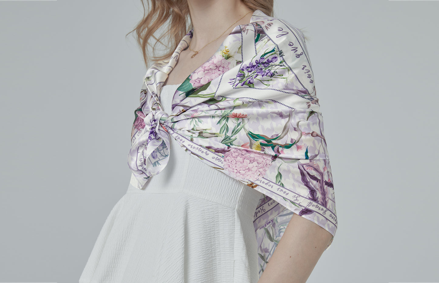 "Secret Violet Garden" 90cm Silky Scarf