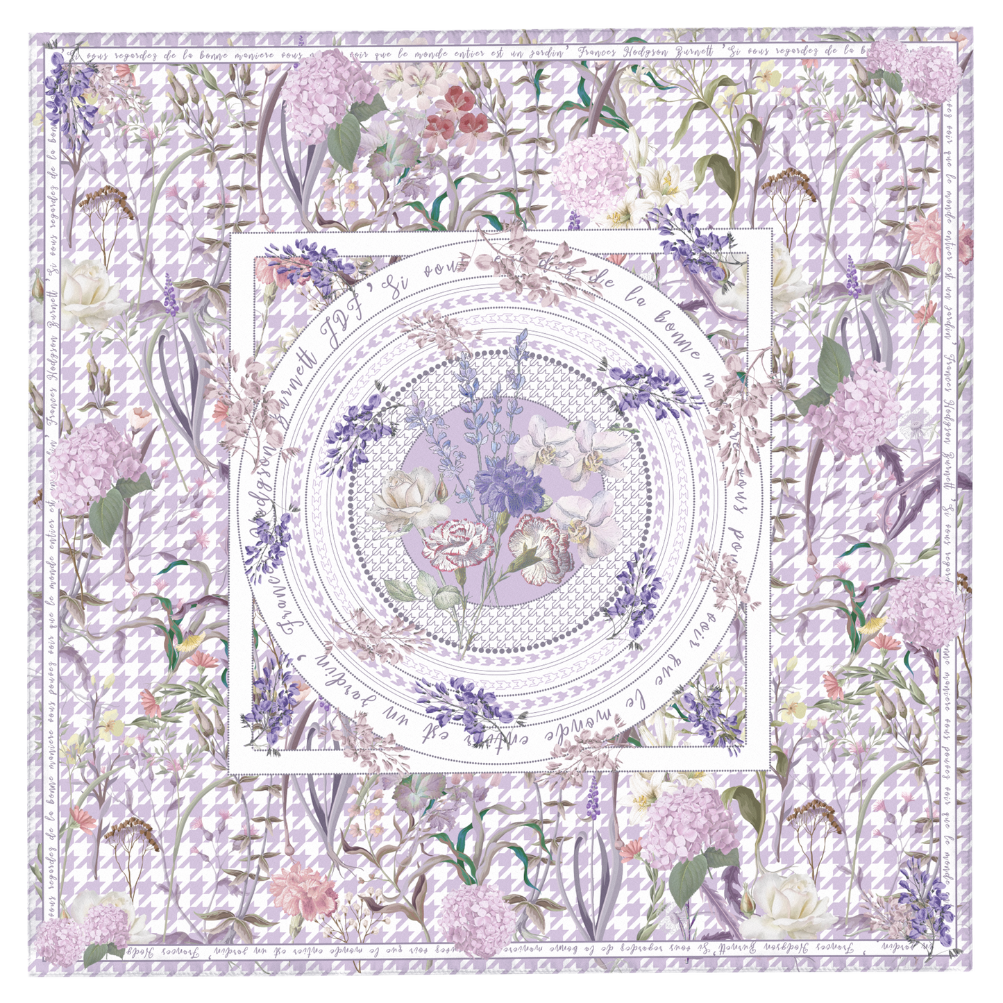 "Secret Violet Garden" 90cm Silky Scarf
