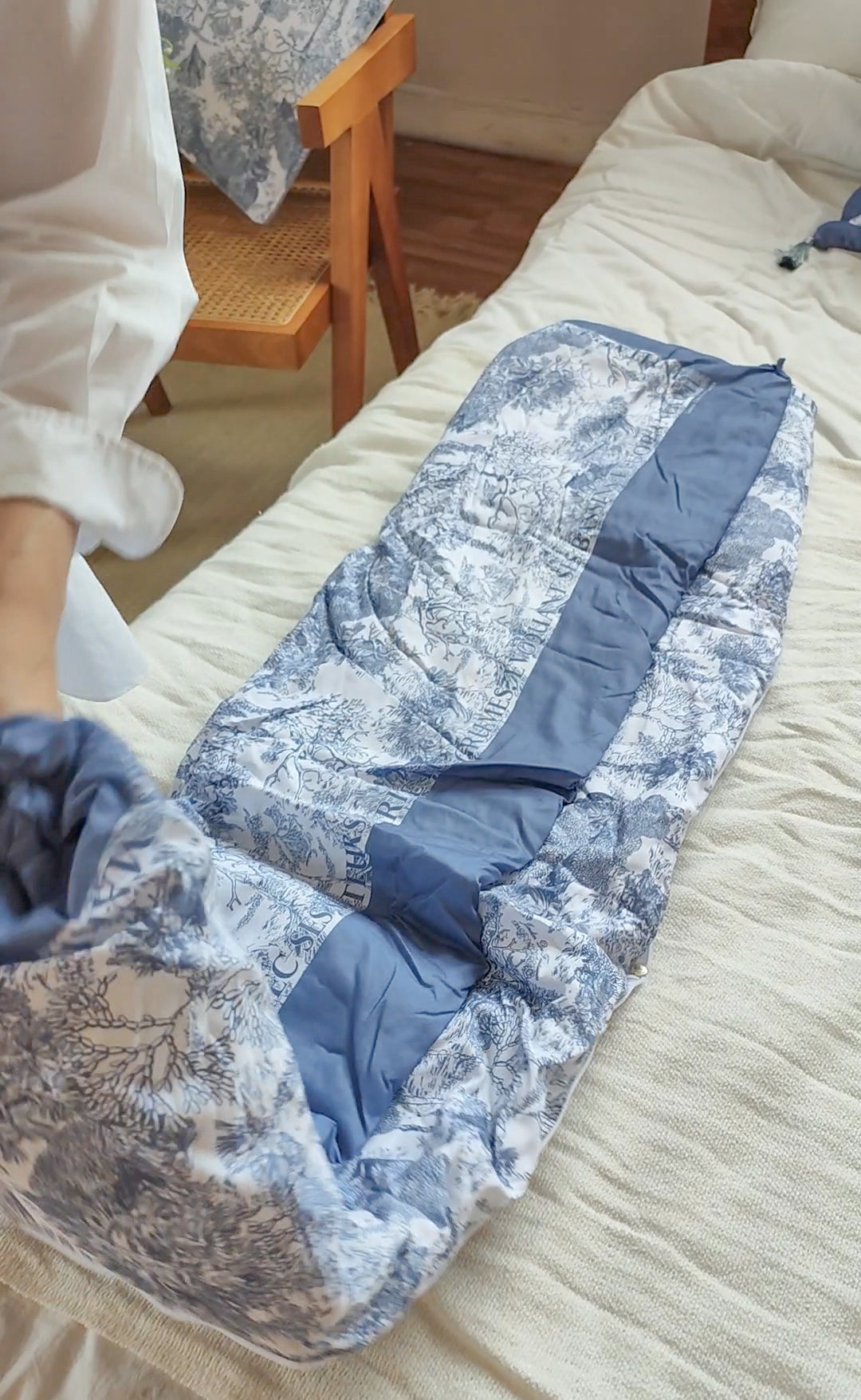 "Toile De Jouy" Quilt Blanket Pillow 2 In 1