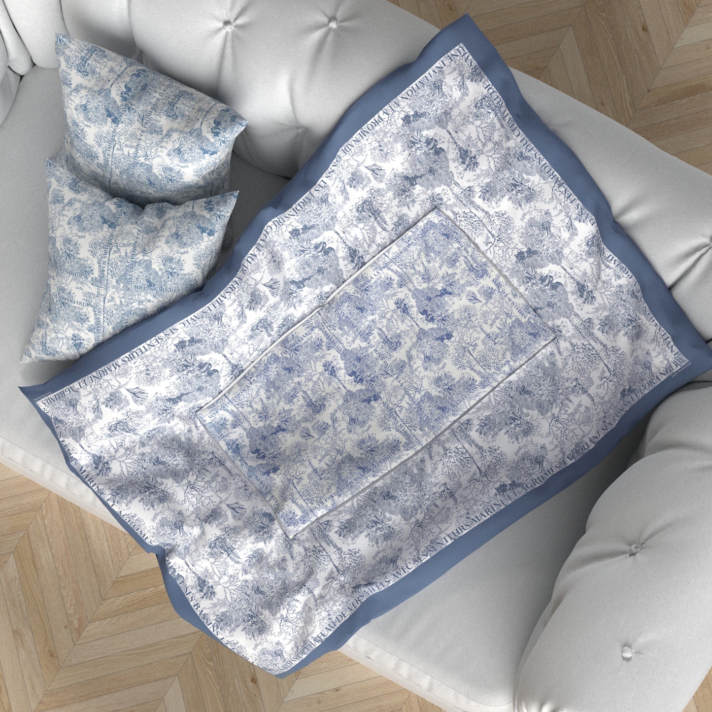 "Toile De Jouy" Quilt Blanket Pillow 2 In 1