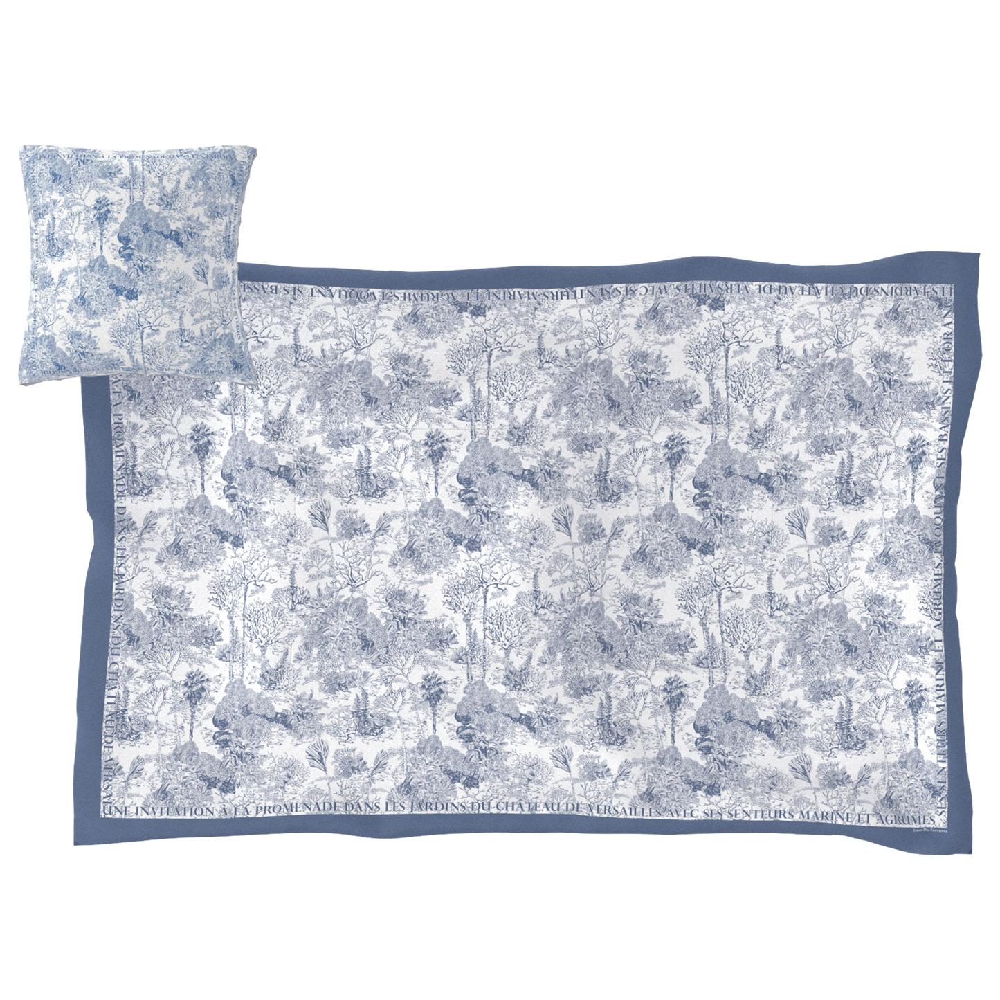 "Toile De Jouy" Quilt Blanket Pillow 2 In 1