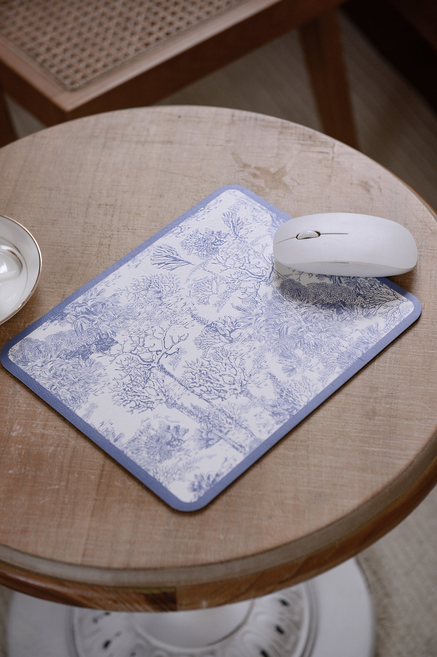 "Toile De  Jouy" PU Leather Mouse Pad