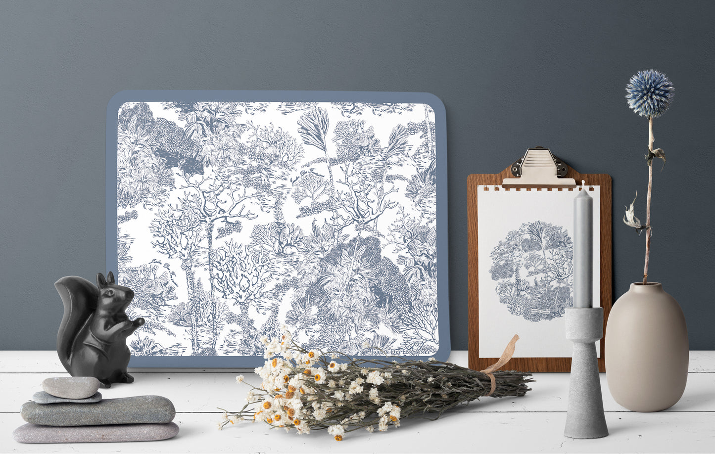 "Toile De  Jouy" PU Leather Mouse Pad