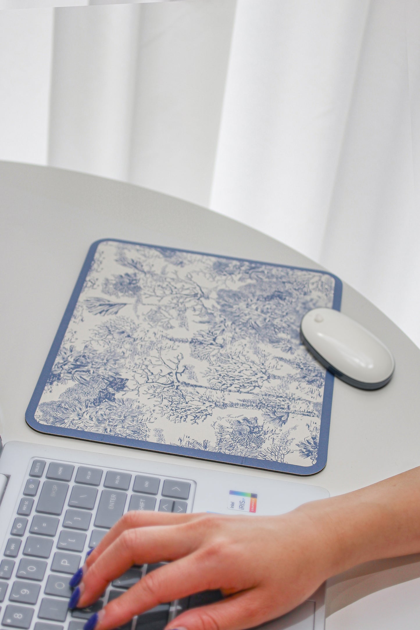 "Toile De  Jouy" PU Leather Mouse Pad