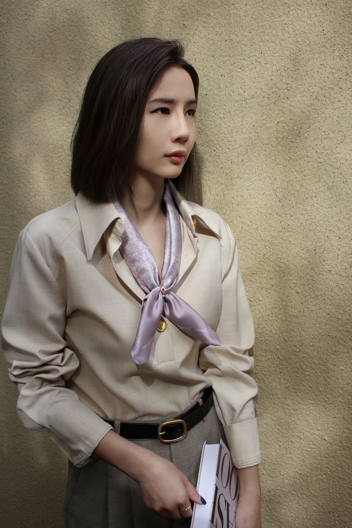"Toile De Jouy" Silky Scarf Gift Set (Double Face Silky Scarf and Scarf Ring)