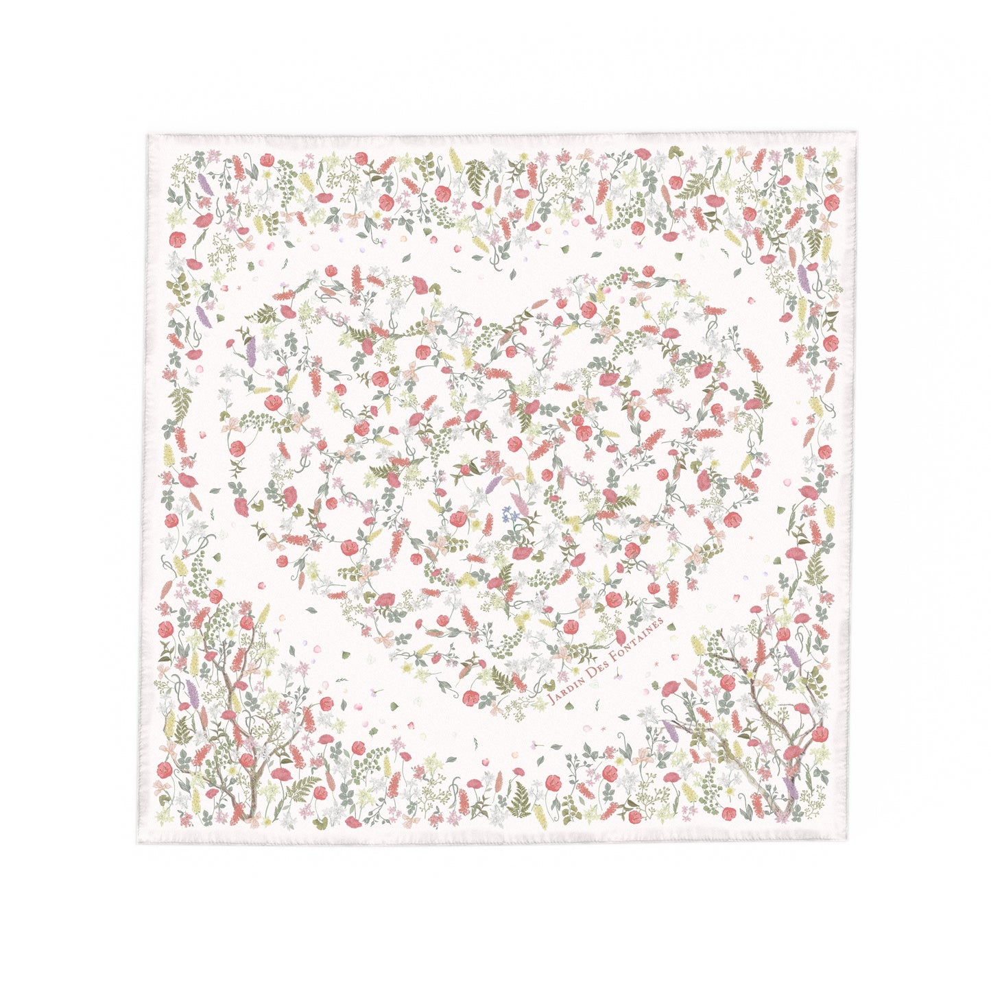"Venus Garden of Love" Heart Silky Scarf (60cm)