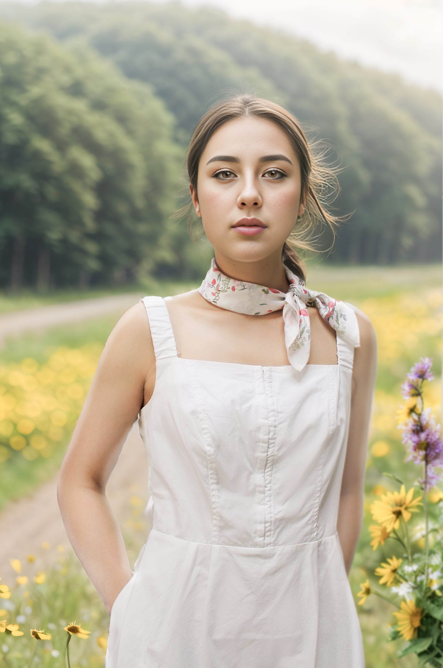 "Venus Garden of Love" Heart Silky Scarf (60cm)