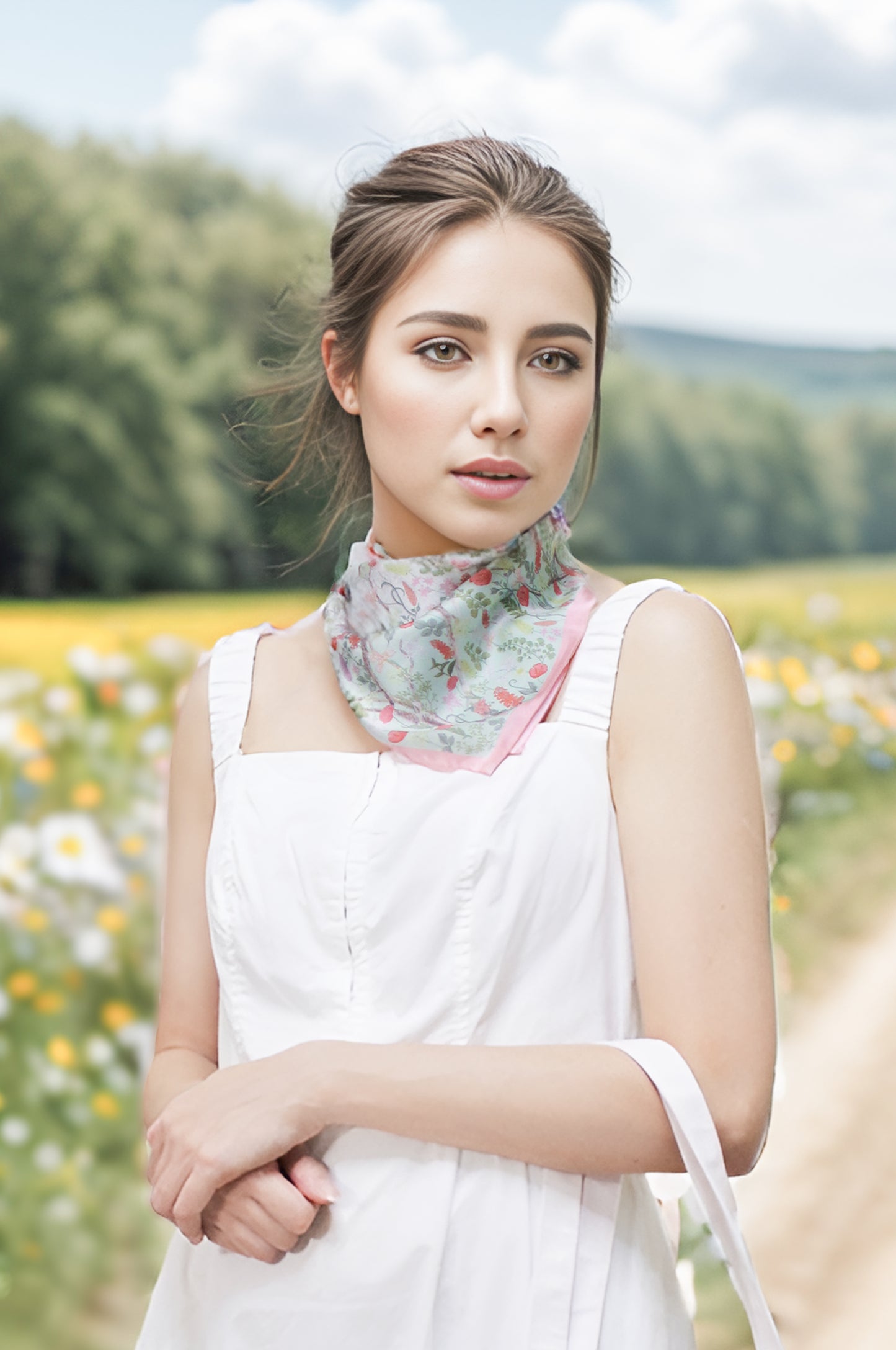 "Venus Garden of Love" Greenhouse Silky Scarf (60cm)