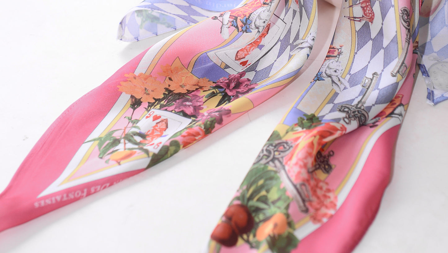 "Wonderful Adventure Dream" Diamond Shape Silky Scarf