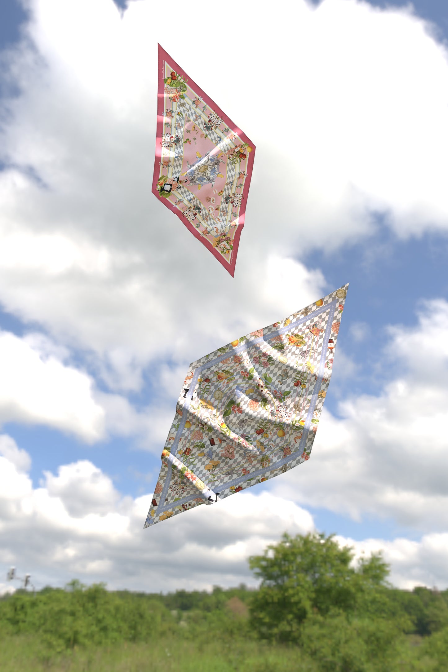 "Wonderful Adventure Dream" Diamond Shape Silky Scarf
