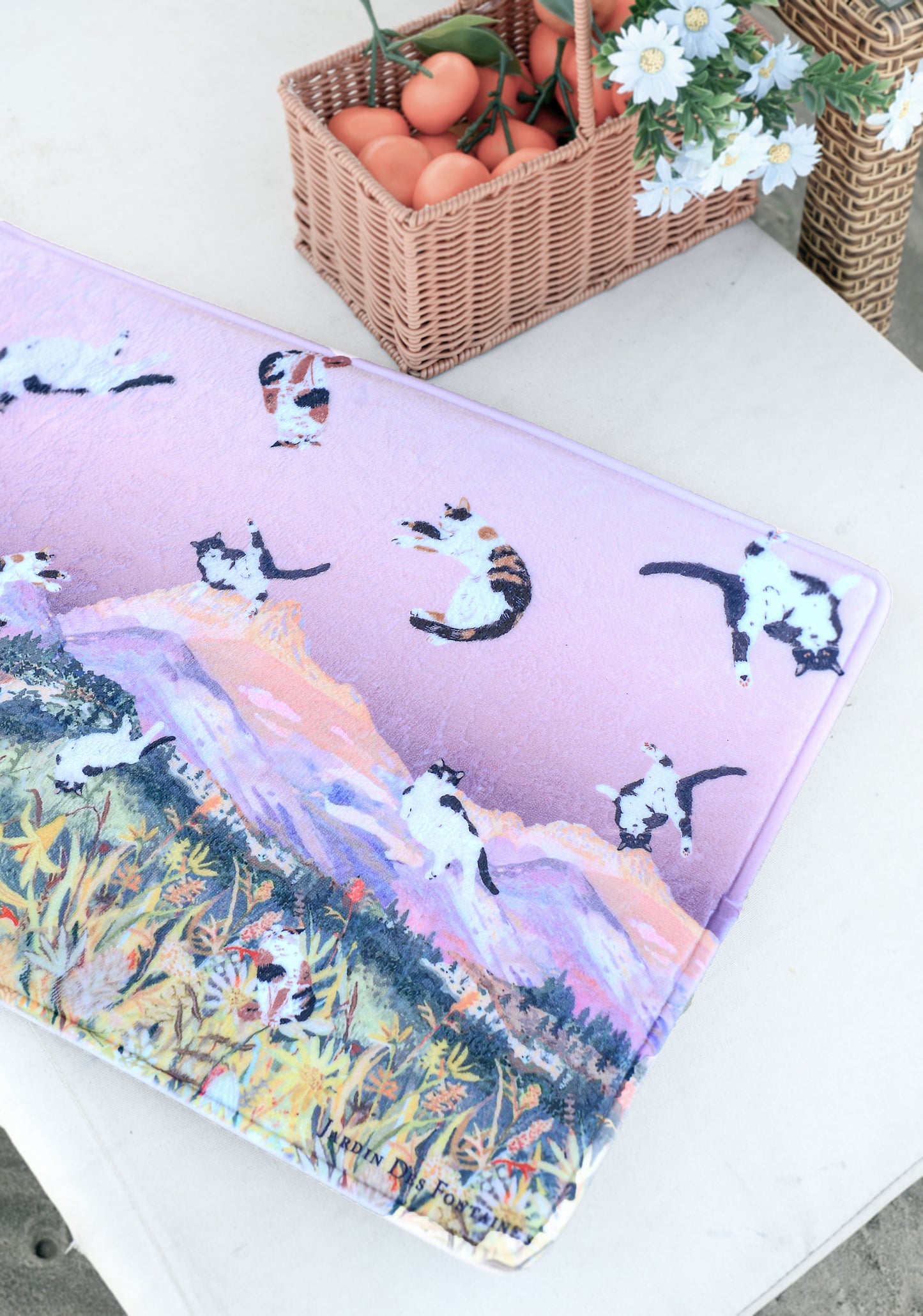 "Yogis Cat and Flower" Bath Mat