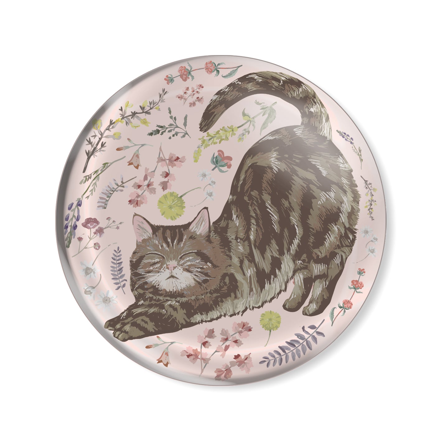 "Yogis Cat and Flower"  Crystal Fridge Magnet 3cm