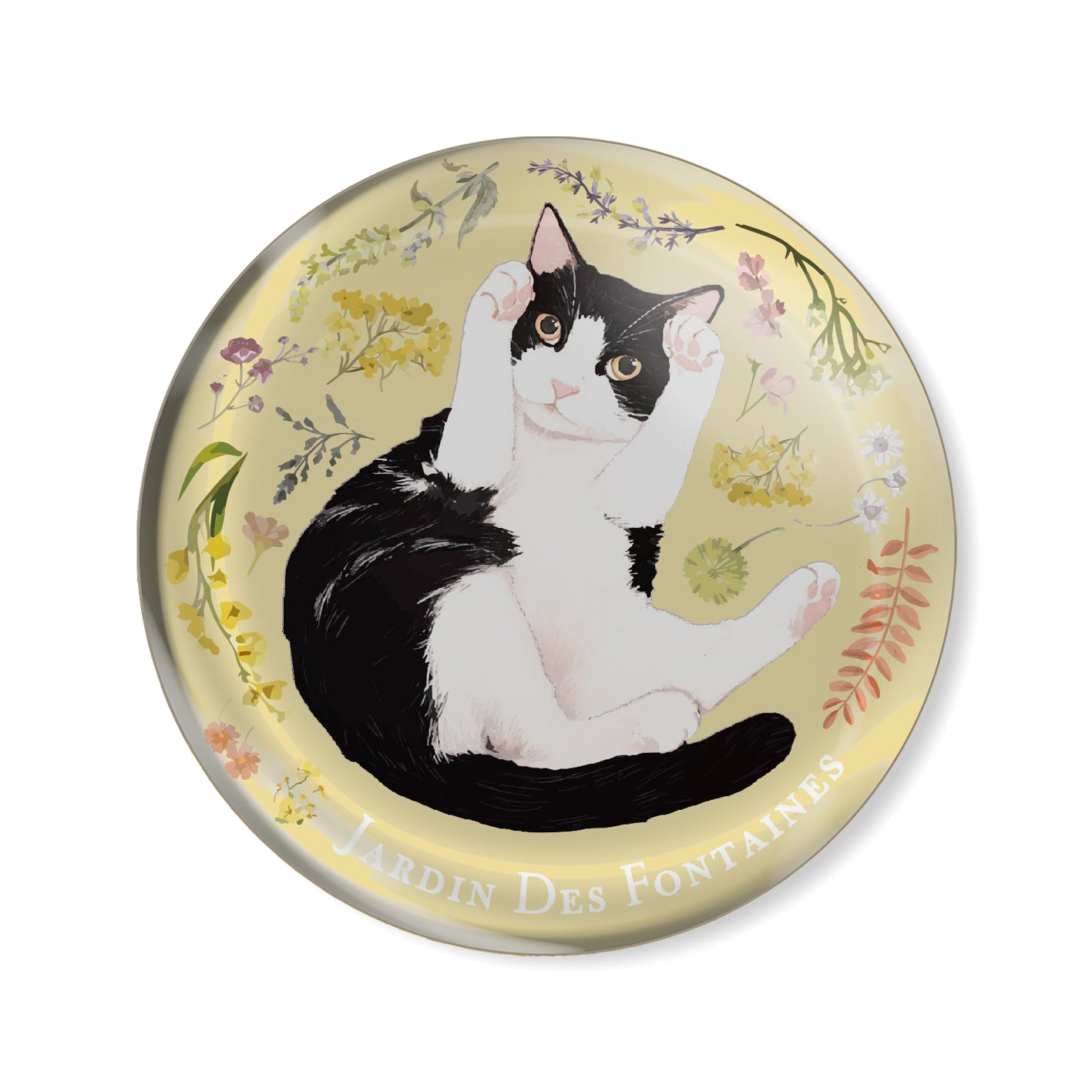 "Yogis Cat and Flower"  Crystal Fridge Magnet 3cm