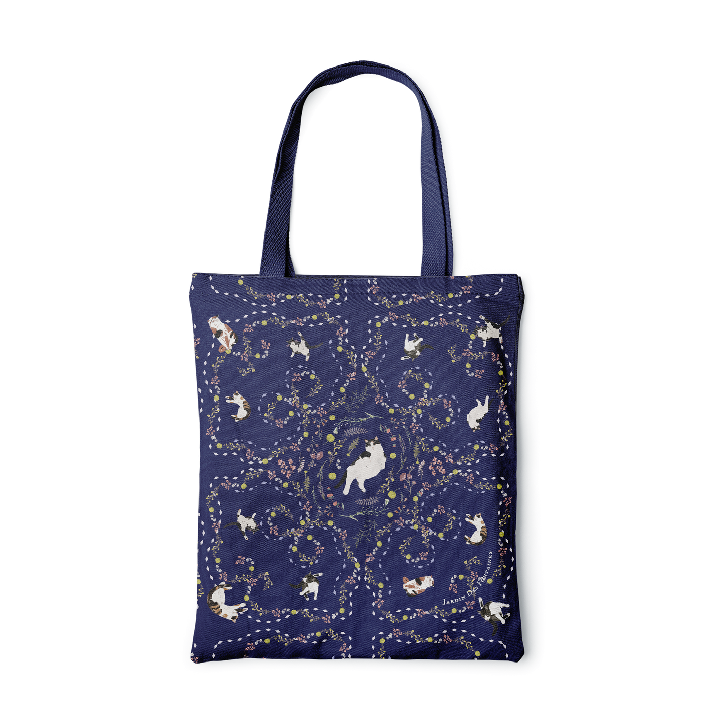 "Yogis Cat and Flower" Navy Tatra Mountain Tote Bag
