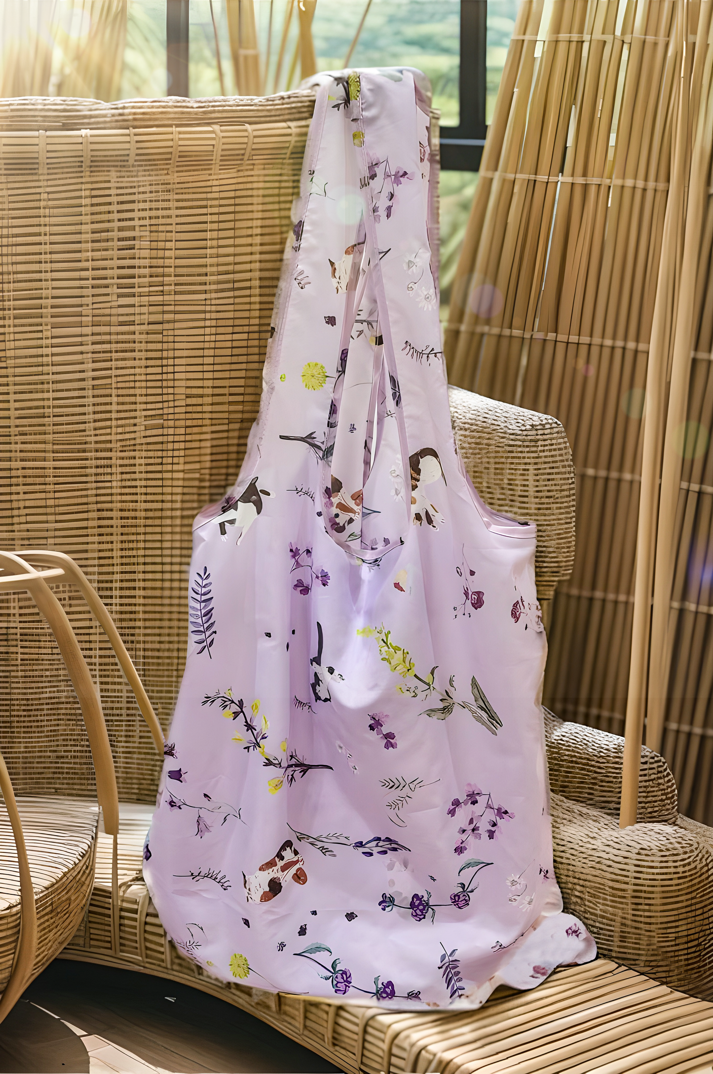 "Yogis Cat and Flower" Ultra Light Foldable Eco-Bag