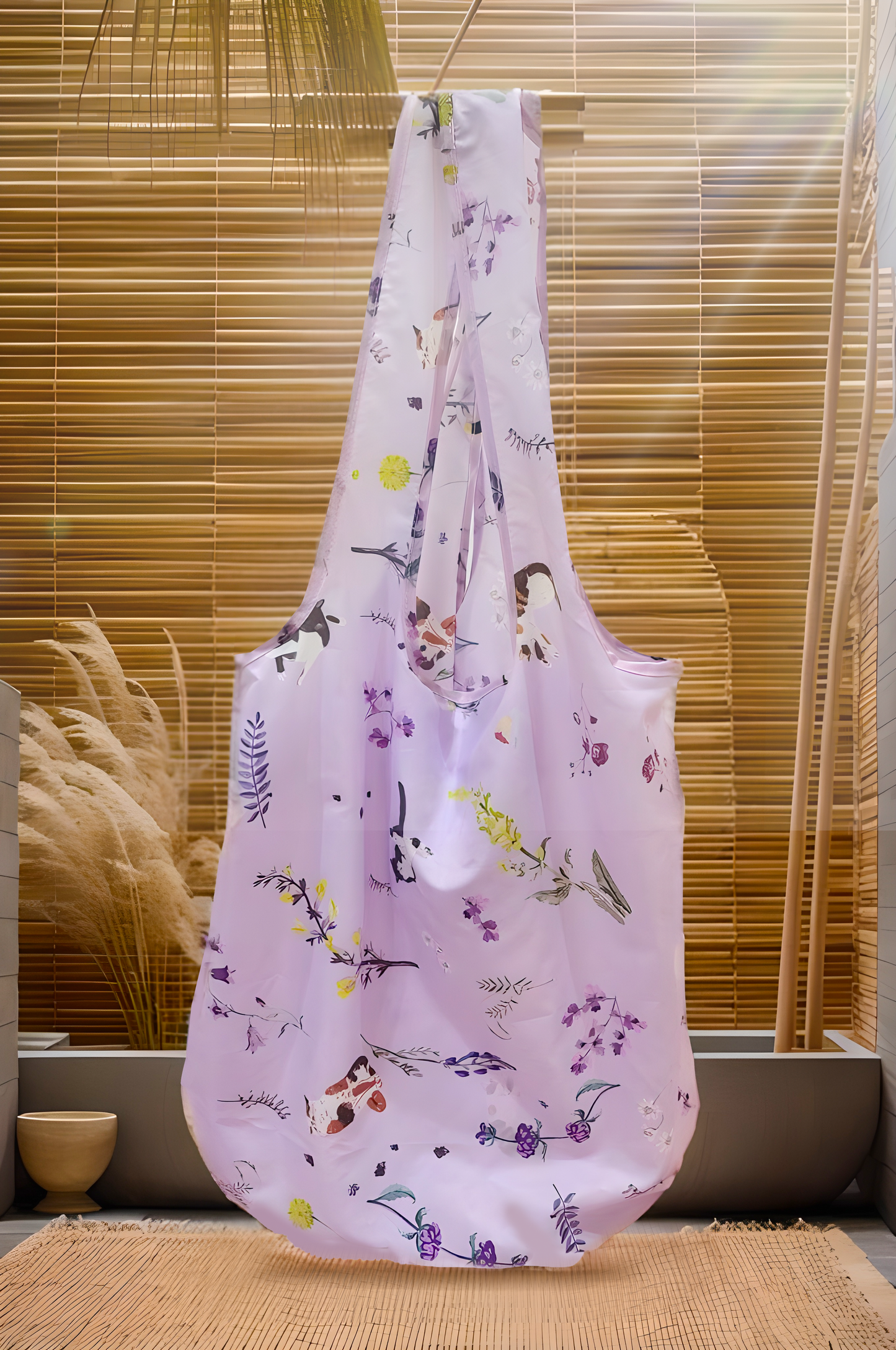 "Yogis Cat and Flower" Ultra Light Foldable Eco-Bag
