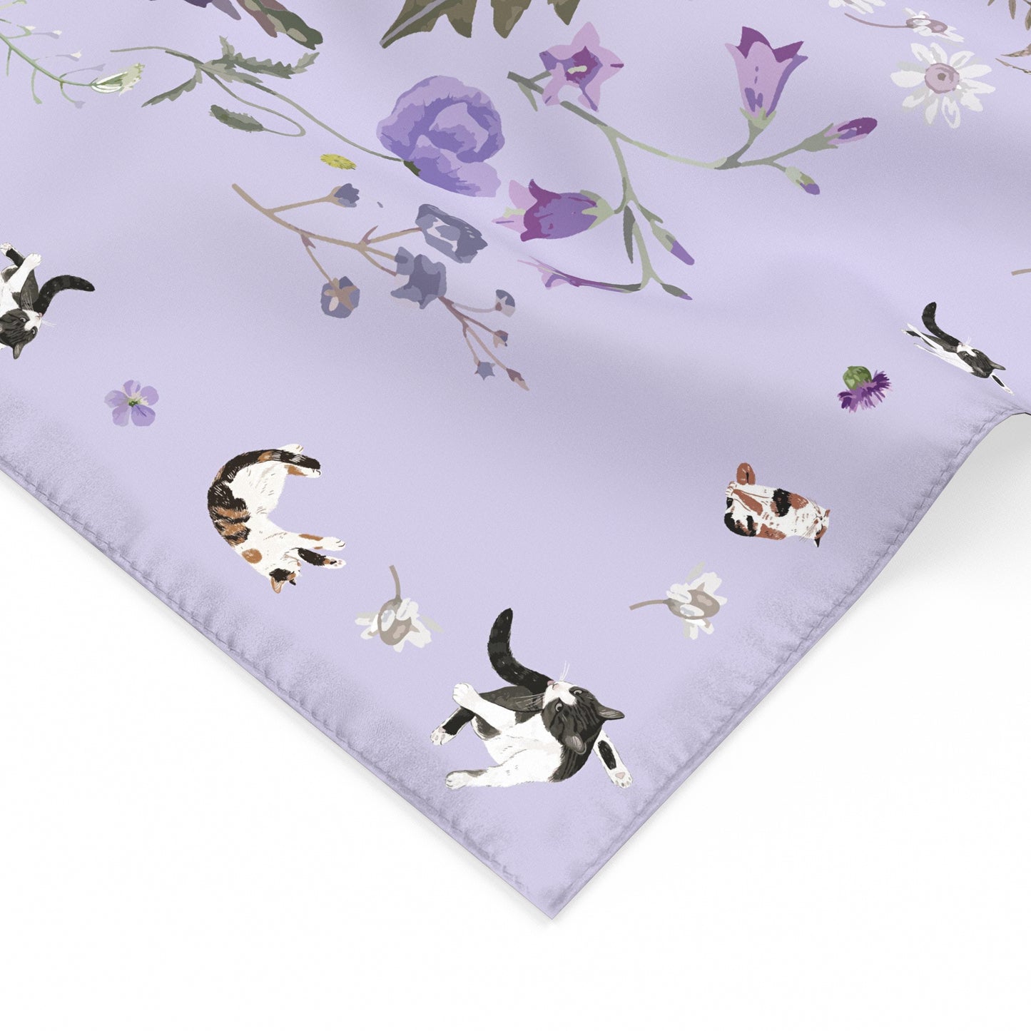 "Yogis Cat and Flower" 60cm Silky Scarf