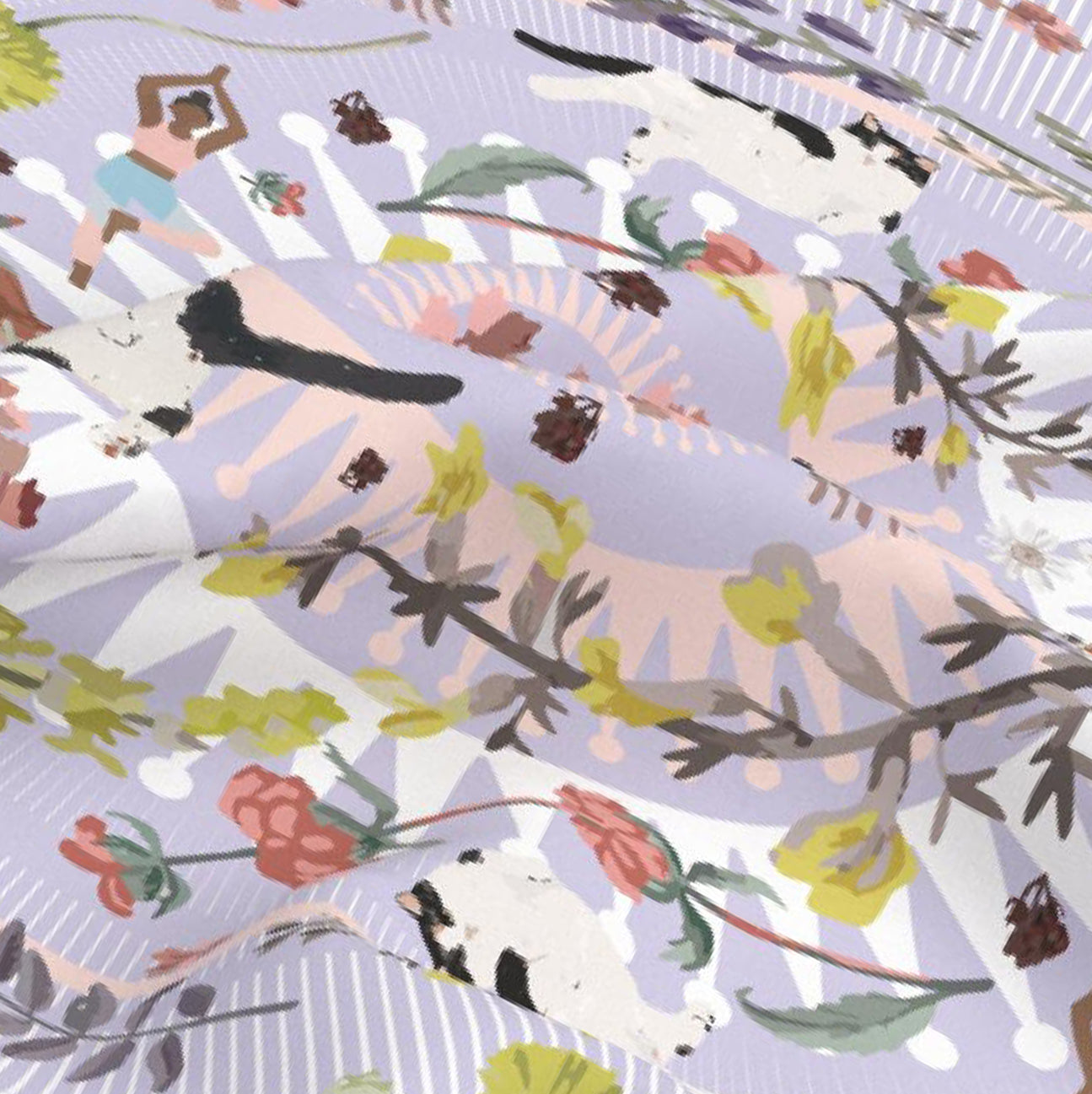 "Yogis Cat and Flower" Diamond Shape Silky Scarf