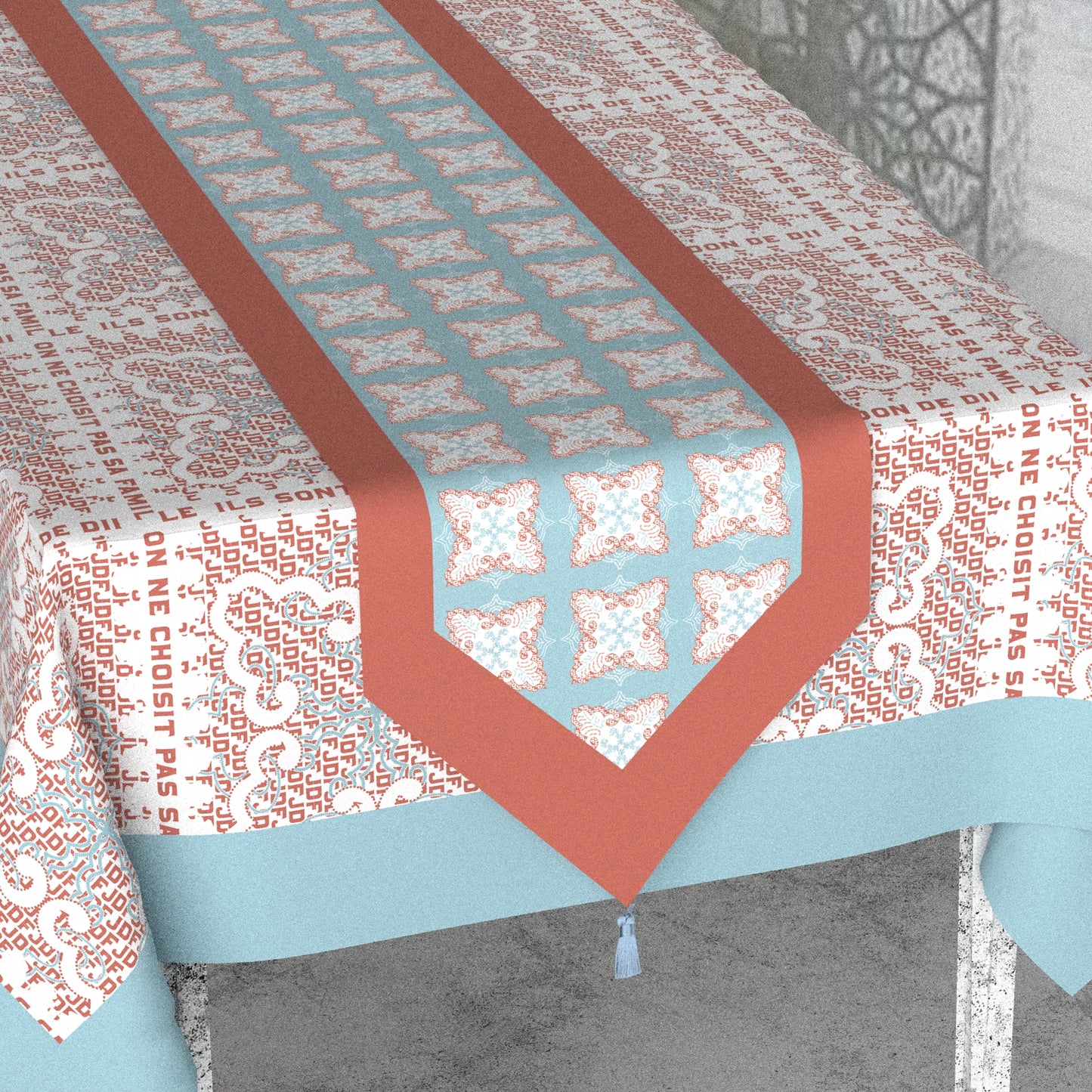 "Boho Paisley Chic" Waterproof Table Runner