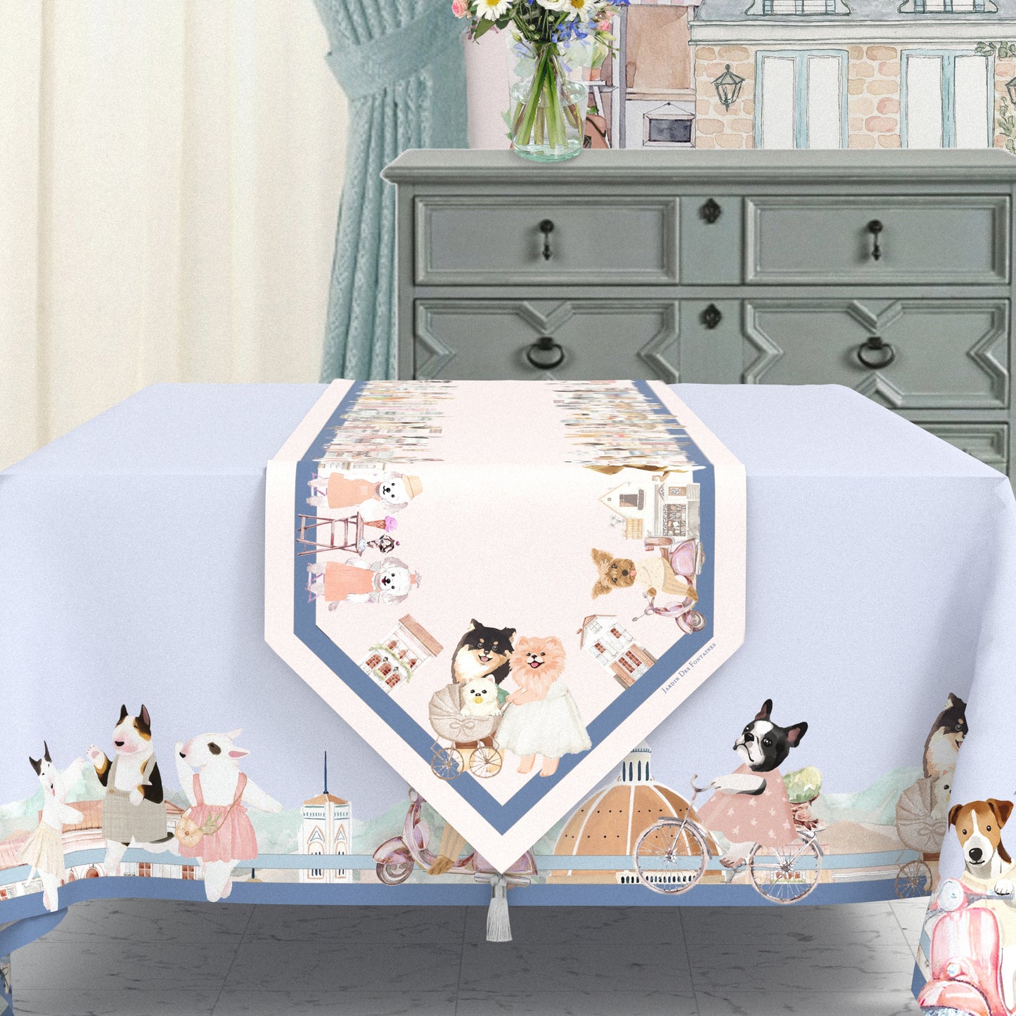 "Oh My Dog" Waterproof Table Runner