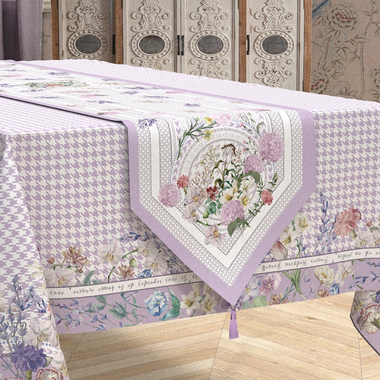 "Secret Violet Garden" Waterproof Table Runner