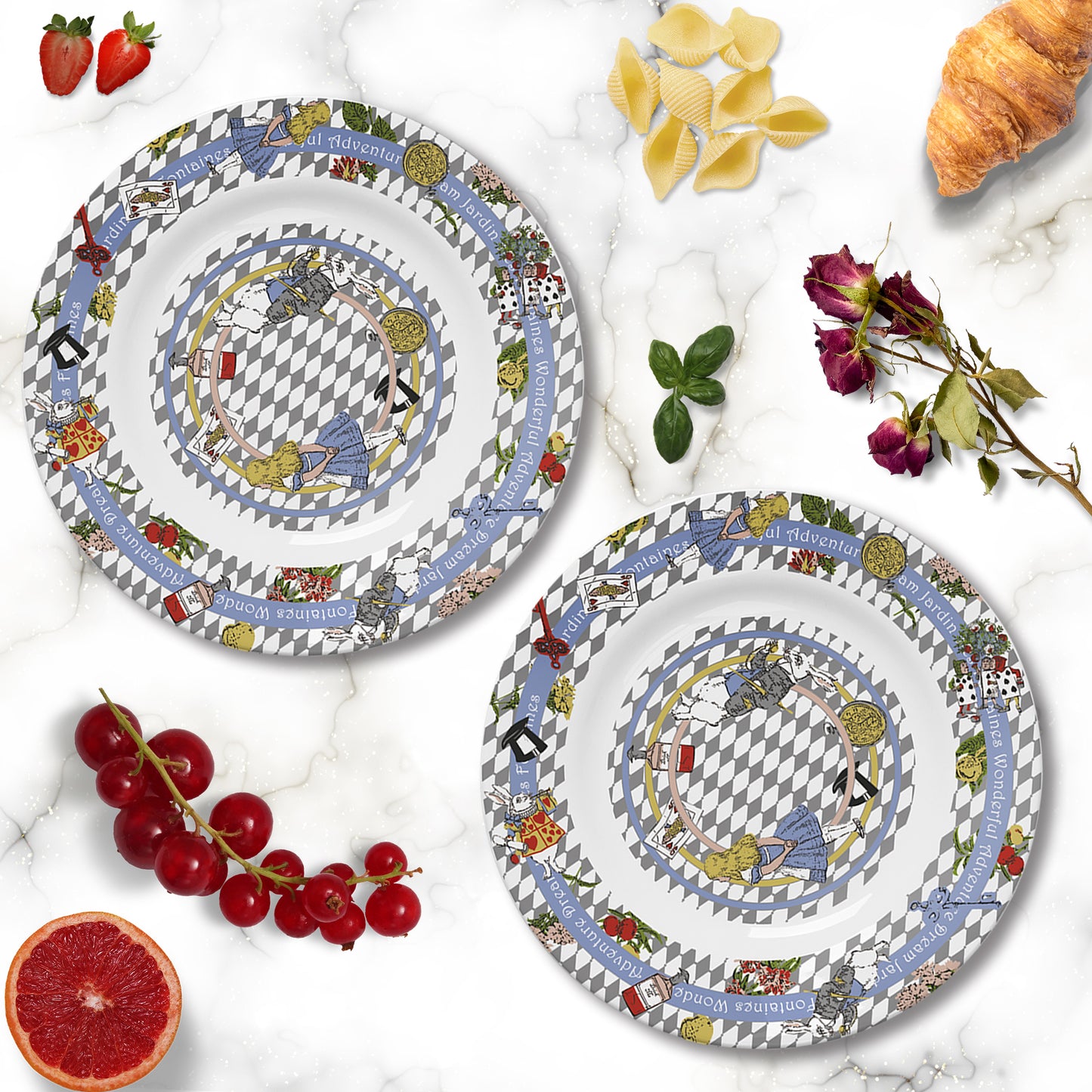 "Wonderful Adventure Dream" Set Of Two Porcelain 8" Dinner Plates (Deep Plates)