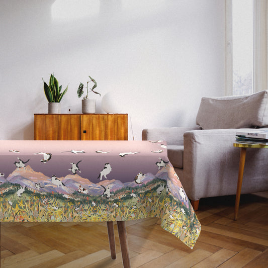 "Yogis Cat and Flower" Rain Of Cat Waterproof Tablecloth