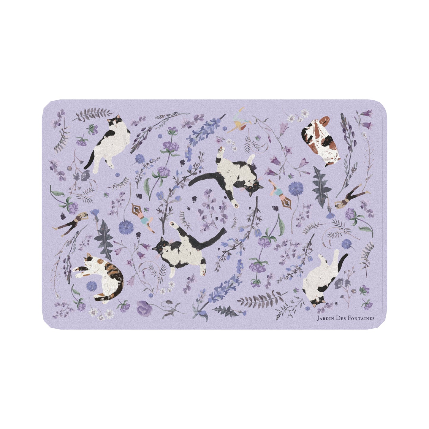 "Yogis Cat and Flower" Bath Mat