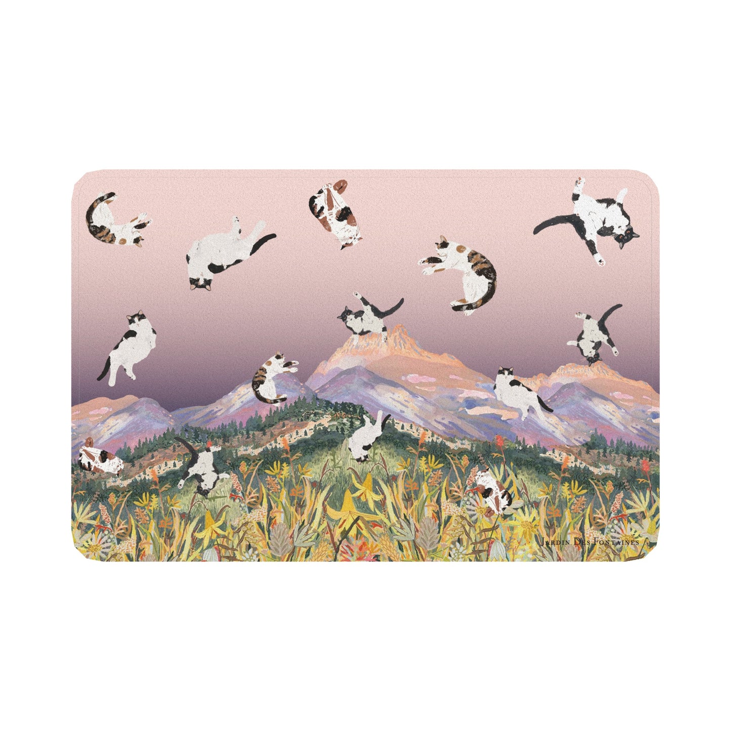 "Yogis Cat and Flower" Bath Mat