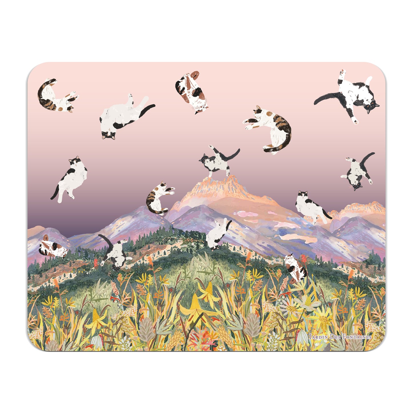 "Yogis Cat and Flower" PU Leather Mouse Pad