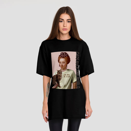 "Yogis Cat and Flower" Cat King & The Queen Cotton T-shirt