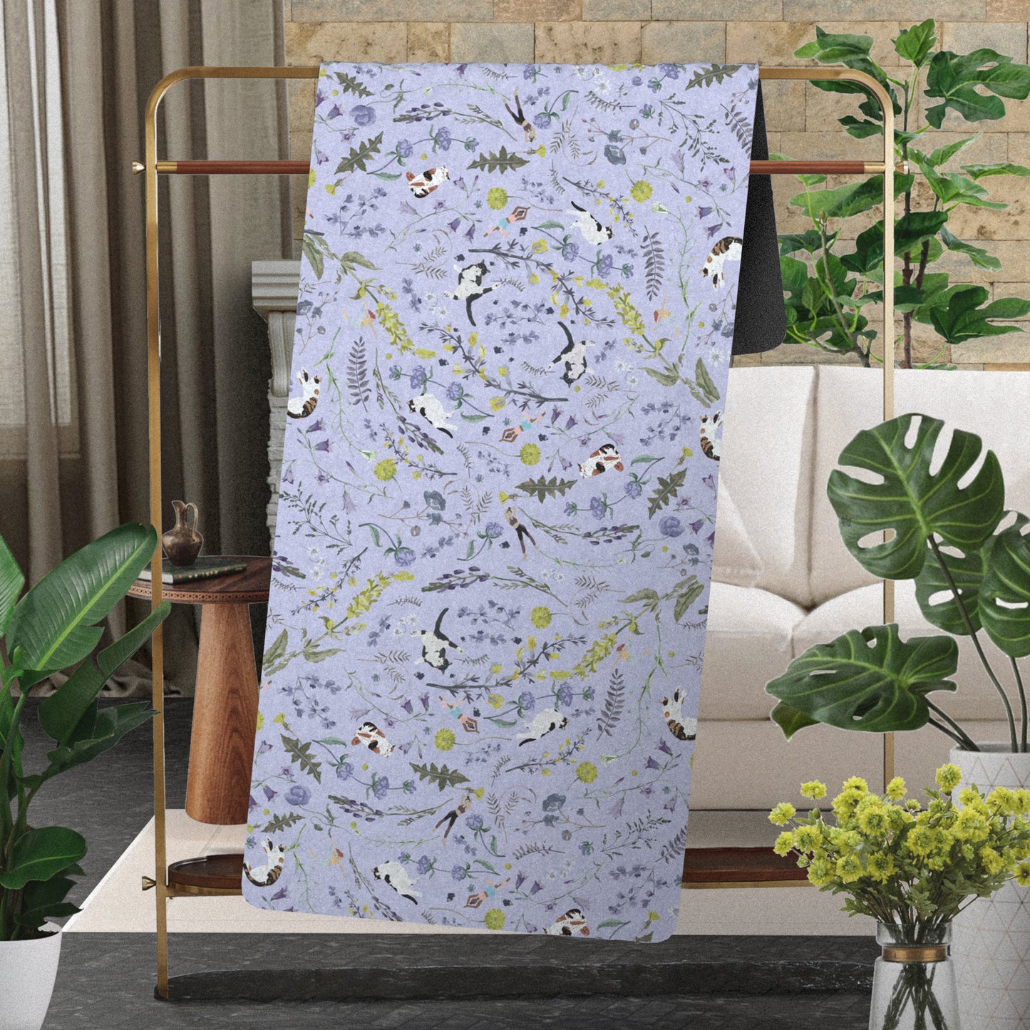 "Yogis Cat and Flower" Non-Slip Yoga Mat 5 mm and 1.5 mm Travel Yoga Mat, JMAT