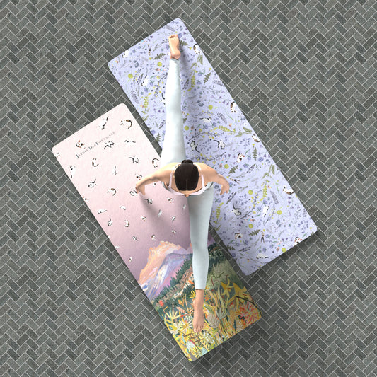 "Yogis Cat and Flower" Non-Slip Yoga Mat 5 mm and 1.5 mm Travel Yoga Mat, JMAT